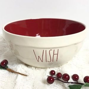 Rae Dunn Wish Medium Bowl Red Interior
